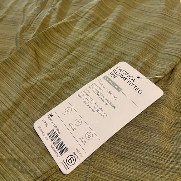 NWT Athleta Pacifica Illume Fitted Top SPF - Medium - Neutral Green/Shadow Olive - Picture 4 of 8